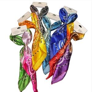 Satin Bandana Print Scarves - Multicolor